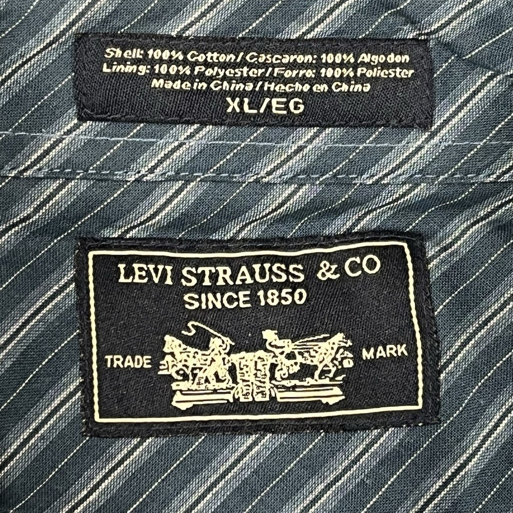 Levis‎ Chamois Flannel Shirt XL Jacket Shacket Pockets Lined Slate Blue - Picture 6 of 12